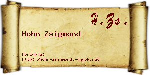 Hohn Zsigmond névjegykártya